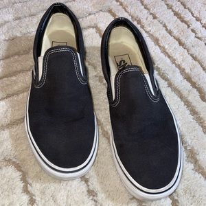 Unisex Black Classic Slip On Vans - Women’s size 8, Men’s size 6.5